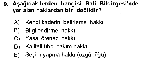 Sağlık Hukuku 2017-2018 Ara Sınav - 9. soru
