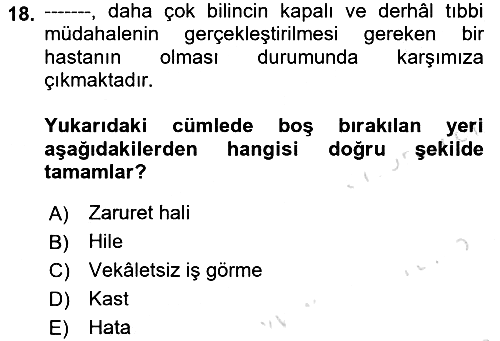 Sağlık Hukuku 2021-2022 Ara Sınav - 18. soru