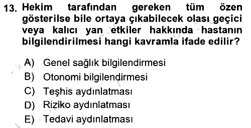 Sağlık Hukuku 2025-2026 Ara Sınav - 13. soru