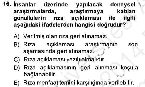 Sağlık Hukuku 2013-2014 Dönem Sonu Sınavı - 16. soru