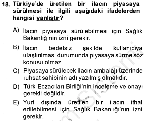 Sağlık Hukuku 2013-2014 Dönem Sonu Sınavı - 18. soru