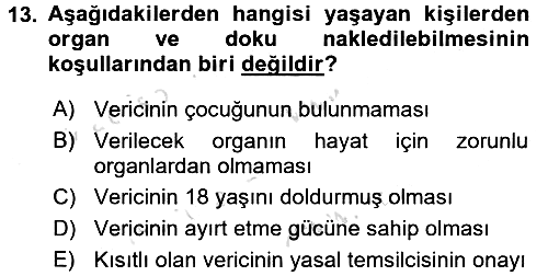 Sağlık Hukuku 2015-2016 Dönem Sonu Sınavı - 13. soru