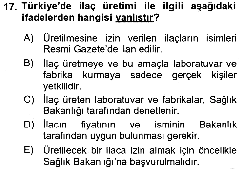 Sağlık Hukuku 2015-2016 Dönem Sonu Sınavı - 17. soru