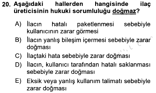 Sağlık Hukuku 2015-2016 Dönem Sonu Sınavı - 20. soru