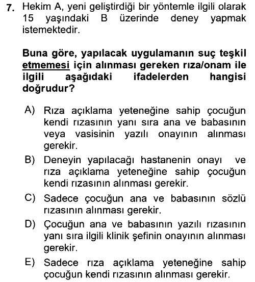 Sağlık Hukuku 2016-2017 Dönem Sonu Sınavı - 7. soru