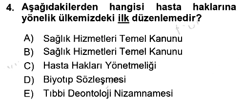 Sağlık Hukuku 2024-2025 Dönem Sonu Sınavı - 4. soru
