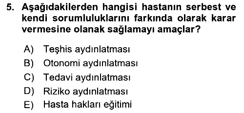 Sağlık Hukuku 2024-2025 Dönem Sonu Sınavı - 5. soru