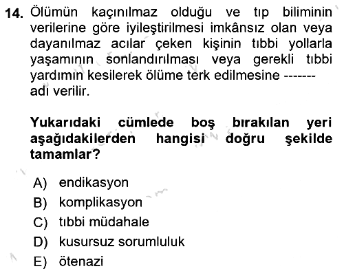 Sağlık Hukuku 2025-2026 Dönem Sonu Sınavı - 14. soru