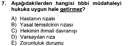 Sağlık Hukuku 2013-2014 Tek Ders Sınavı - 7. soru