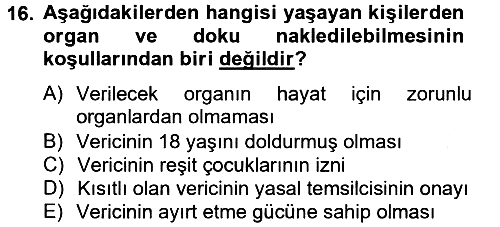 Sağlık Hukuku 2013-2014 Tek Ders Sınavı - 16. soru