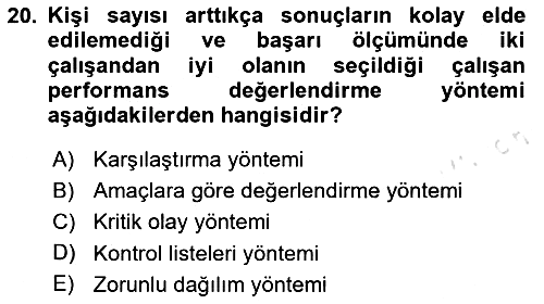 Sağlık İşletmeciliği 2023-2024 Yaz Okulu Sınavı - 20. soru