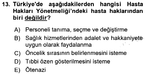 Sağlık İşletmeciliği - 2 2023-2024 Ara Sınav - 13. soru