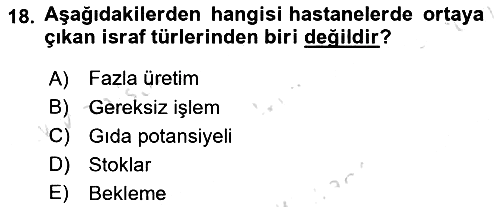Sağlık İşletmeciliği - 2 2024-2025 Ara Sınav - 18. soru