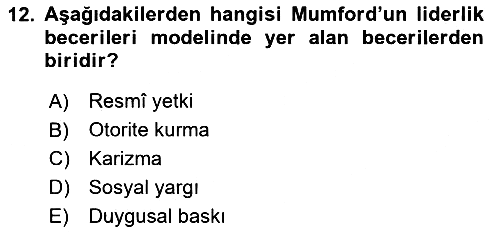 Sağlık İşletmelerinde Davranış 2025-2026 Ara Sınav - 12. soru