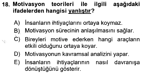 Sağlık İşletmelerinde Davranış 2024-2025 Dönem Sonu Sınavı - 18. soru