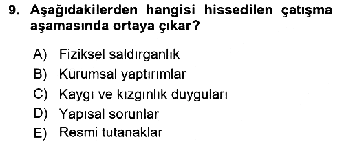 Sağlık İşletmelerinde Davranış 2025-2026 Dönem Sonu Sınavı - 9. soru