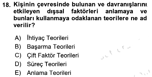 Sağlık İşletmelerinde Davranış 2020-2021 Yaz Okulu Sınavı - 18. soru