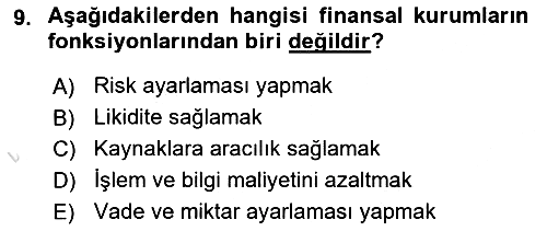 Sağlık İşletmelerinde Finansal Yönetim 2021-2022 Ara Sınav - 9. soru