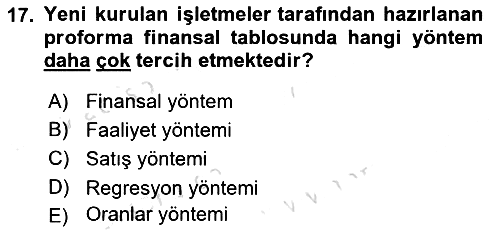 Sağlık İşletmelerinde Finansal Yönetim 2023-2024 Ara Sınav - 17. soru