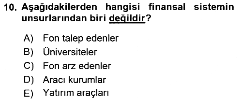 Sağlık İşletmelerinde Finansal Yönetim 2025-2026 Ara Sınav - 10. soru