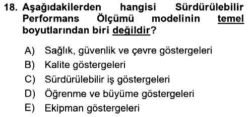 Sağlık İşletmelerinde Kalite Yönetim 2025-2026 Yaz Okulu Sınavı - 18. soru