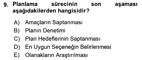 Sağlık İşletmelerinde Yönetim 2023-2024 Ara Sınav - 9. soru
