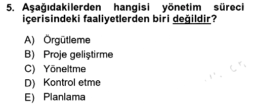 Sağlık İşletmelerinde Yönetim 2024-2025 Ara Sınav - 5. soru