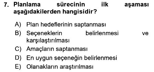 Sağlık İşletmelerinde Yönetim 2024-2025 Ara Sınav - 7. soru