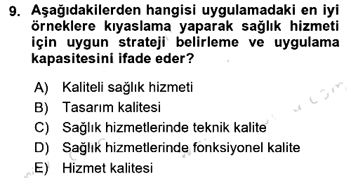 Sağlık İşletmelerinde Yönetim 2021-2022 Dönem Sonu Sınavı - 9. soru