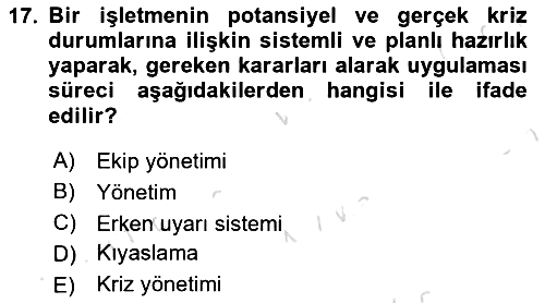 Sağlık İşletmelerinde Yönetim 2021-2022 Dönem Sonu Sınavı - 17. soru