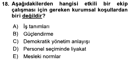 Sağlık İşletmelerinde Yönetim 2021-2022 Dönem Sonu Sınavı - 18. soru
