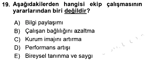 Sağlık İşletmelerinde Yönetim 2021-2022 Dönem Sonu Sınavı - 19. soru
