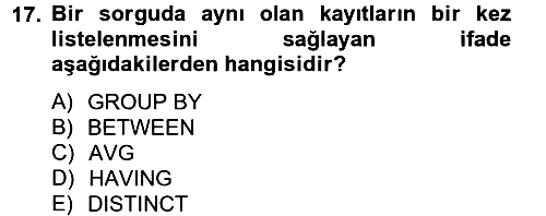 Sağlık Kurumlarında Bilgi Sistemleri 2012-2013 Ara Sınav - 17. soru