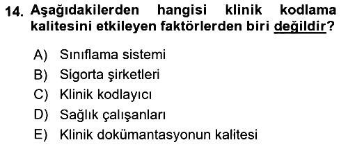 Sağlık Kurumlarında Bilgi Sistemleri 2021-2022 Ara Sınav - 14. soru