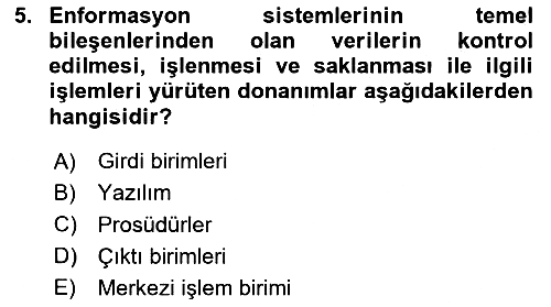 Sağlık Kurumlarında Bilgi Sistemleri 2023-2024 Ara Sınav - 5. soru
