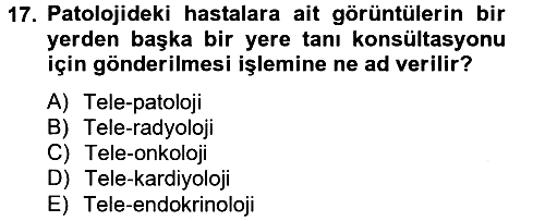 Sağlık Kurumlarında Bilgi Sistemleri 2014-2015 Tek Ders Sınavı - 17. soru