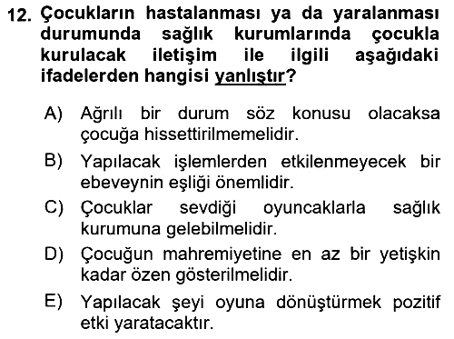 Sağlık Kurumlarında İletişim 2018-2019 3 Ders Sınavı - 12. soru