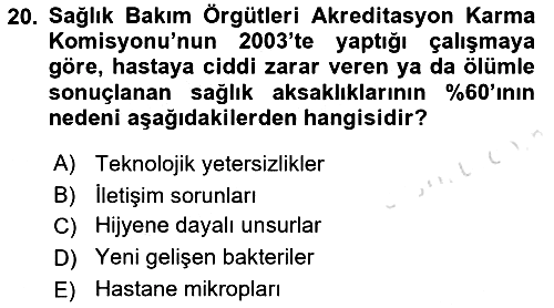 Sağlık Kurumlarında İletişim 2018-2019 3 Ders Sınavı - 20. soru