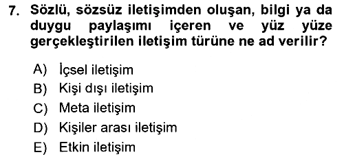 Sağlık Kurumlarında İletişim 2021-2022 Dönem Sonu Sınavı - 7. soru