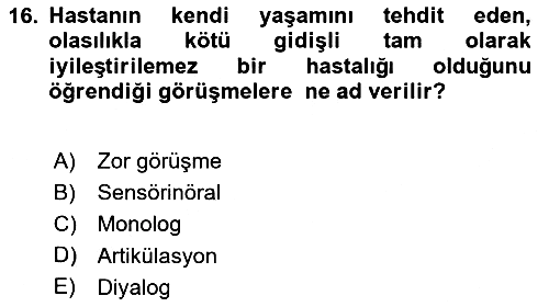 Sağlık Kurumlarında İletişim 2024-2025 Dönem Sonu Sınavı - 16. soru