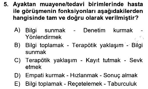 Sağlık Kurumlarında İletişim 2025-2026 Dönem Sonu Sınavı - 5. soru