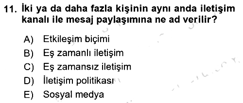 Sağlık Kurumlarında İletişim 2025-2026 Dönem Sonu Sınavı - 11. soru