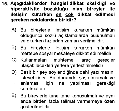 Sağlık Kurumlarında İletişim 2020-2021 Yaz Okulu Sınavı - 15. soru