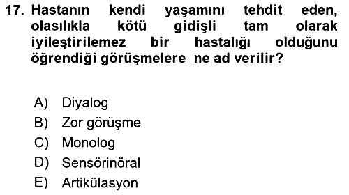 Sağlık Kurumlarında İletişim 2025-2026 Yaz Okulu Sınavı - 17. soru