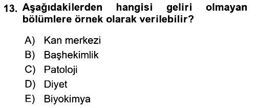 Sağlık Kurumlarında Maliyet Muhasebesi 2023-2024 Dönem Sonu Sınavı - 13. soru