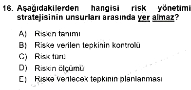 Sağlık Kurumlarında Operasyon Yönetimi 2016-2017 Ara Sınav - 16. soru