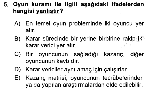 Sağlık Kurumlarında Operasyon Yönetimi 2024-2025 Ara Sınav - 5. soru