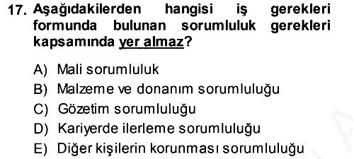Sağlık Kurumlarında Operasyon Yönetimi 2013-2014 Dönem Sonu Sınavı - 17. soru