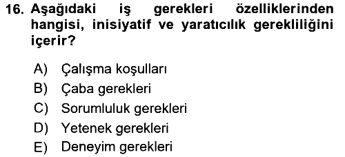 Sağlık Kurumlarında Operasyon Yönetimi 2017-2018 Dönem Sonu Sınavı - 16. soru