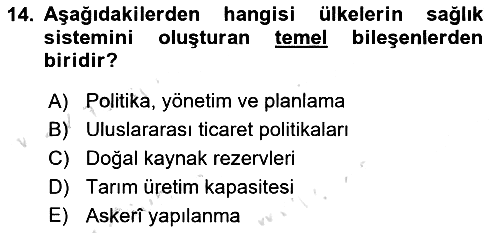 Sağlık Politikaları 2025-2026 Ara Sınav - 14. soru